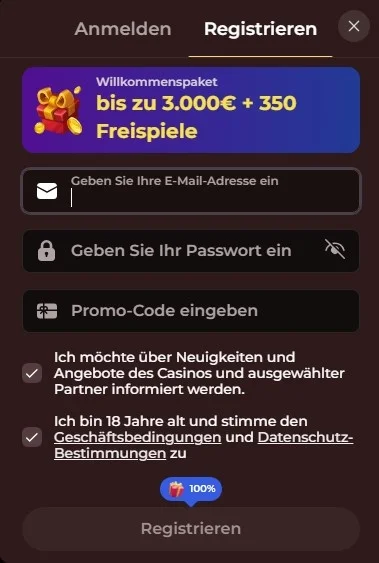 Vincispin Casino registrieren